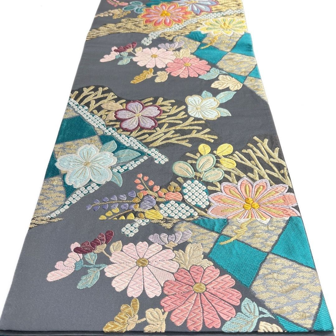 袋帯　未着用　唐織　菊花　桐の花　立涌　金糸　着物　063a p 袋帯 未着用 唐織 菊花 桐の花 立涌 金糸 着物 063a p - メルカリ