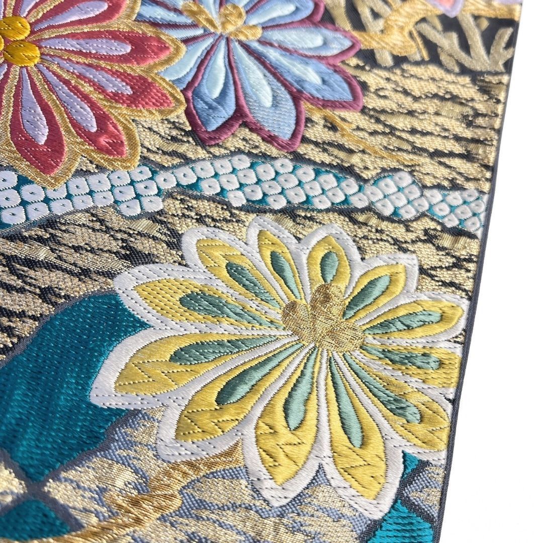 袋帯 菊柴垣文 唐織 菊花 桜花 萩 金糸 着物 121b p ms - メルカリ