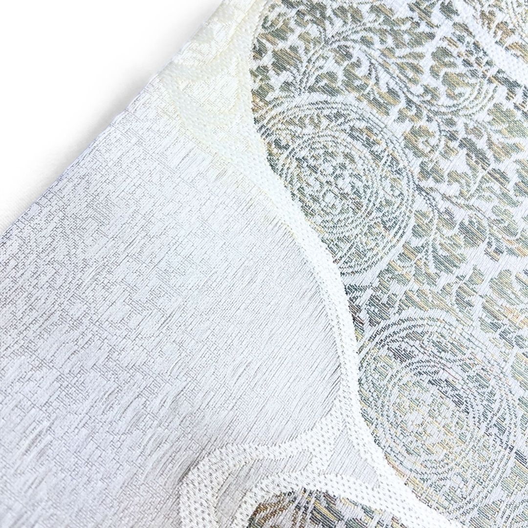 袋帯 流線 華紋 花模様 銀糸 着物 121b p ms - メルカリ