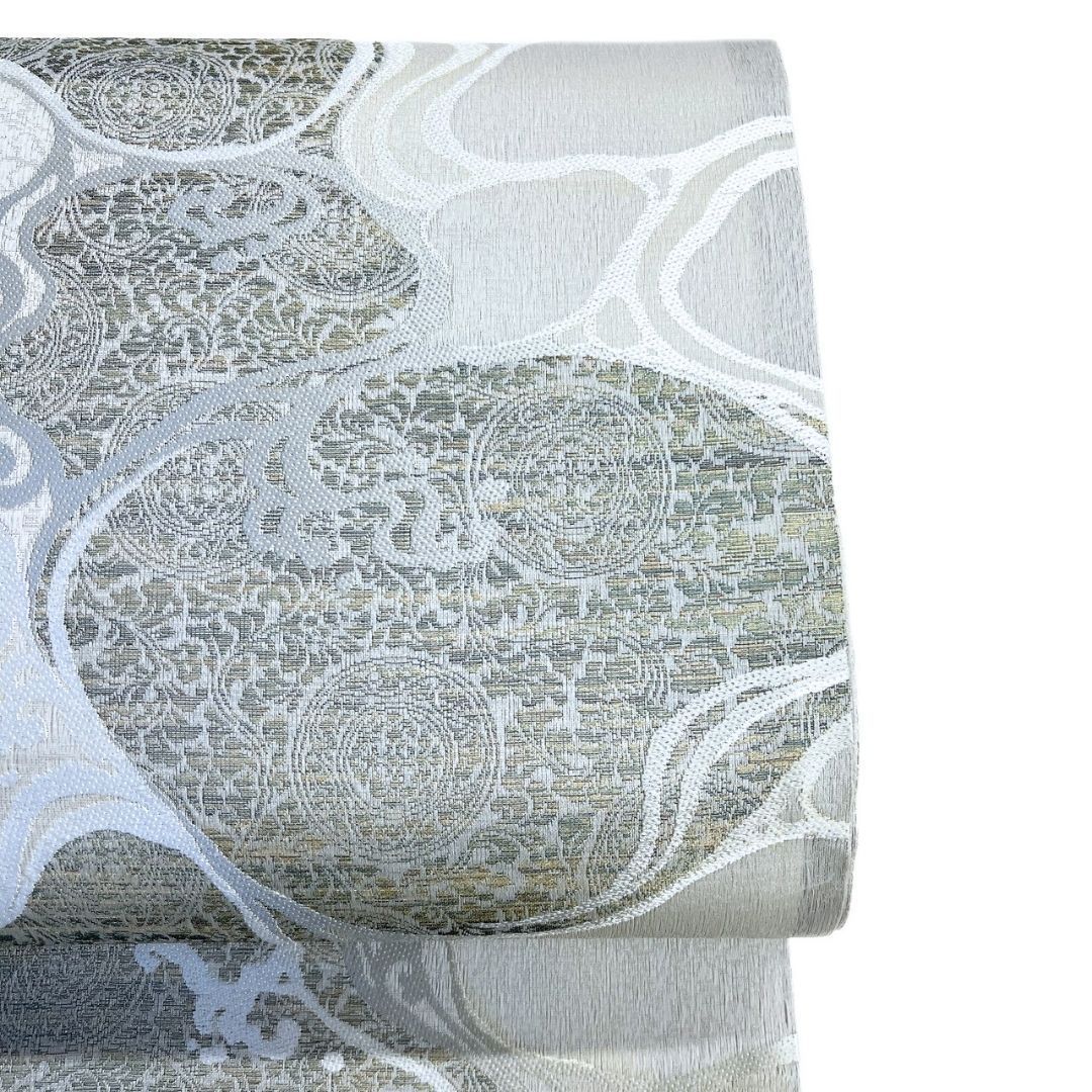  袋帯 流線 華紋 花模様 銀糸 着物 121 b p ms 袋帯 帯