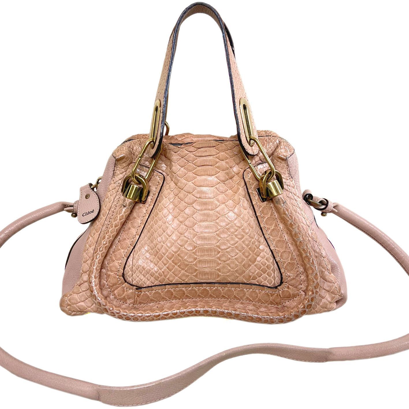 CHLOE クロエ バッグ パラティ スモール パイソン レザー ミニ ハンド 