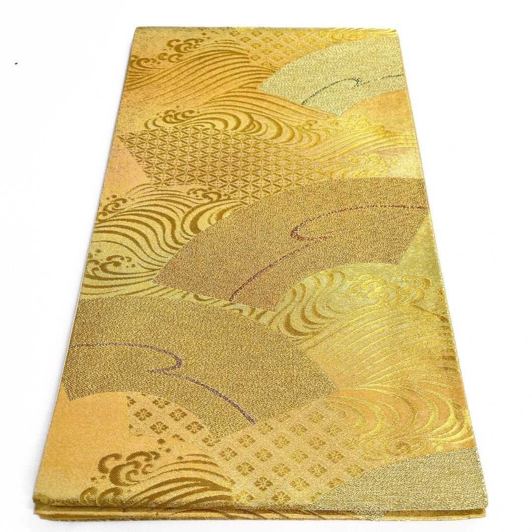未着用 袋帯 波模様 花菱 流線 金糸 錦糸 着物 121 b p ms