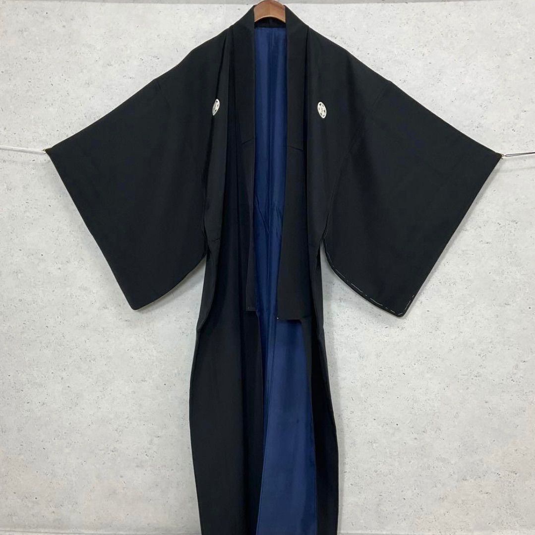 kimono one⬛️男前屋⬛️男黒紋付⬛️アンサンブル⬛️男着物⬛️男羽織⬛️羽二重⬛️正絹⬛️五つ紋⬛️裄68 5丈135 5