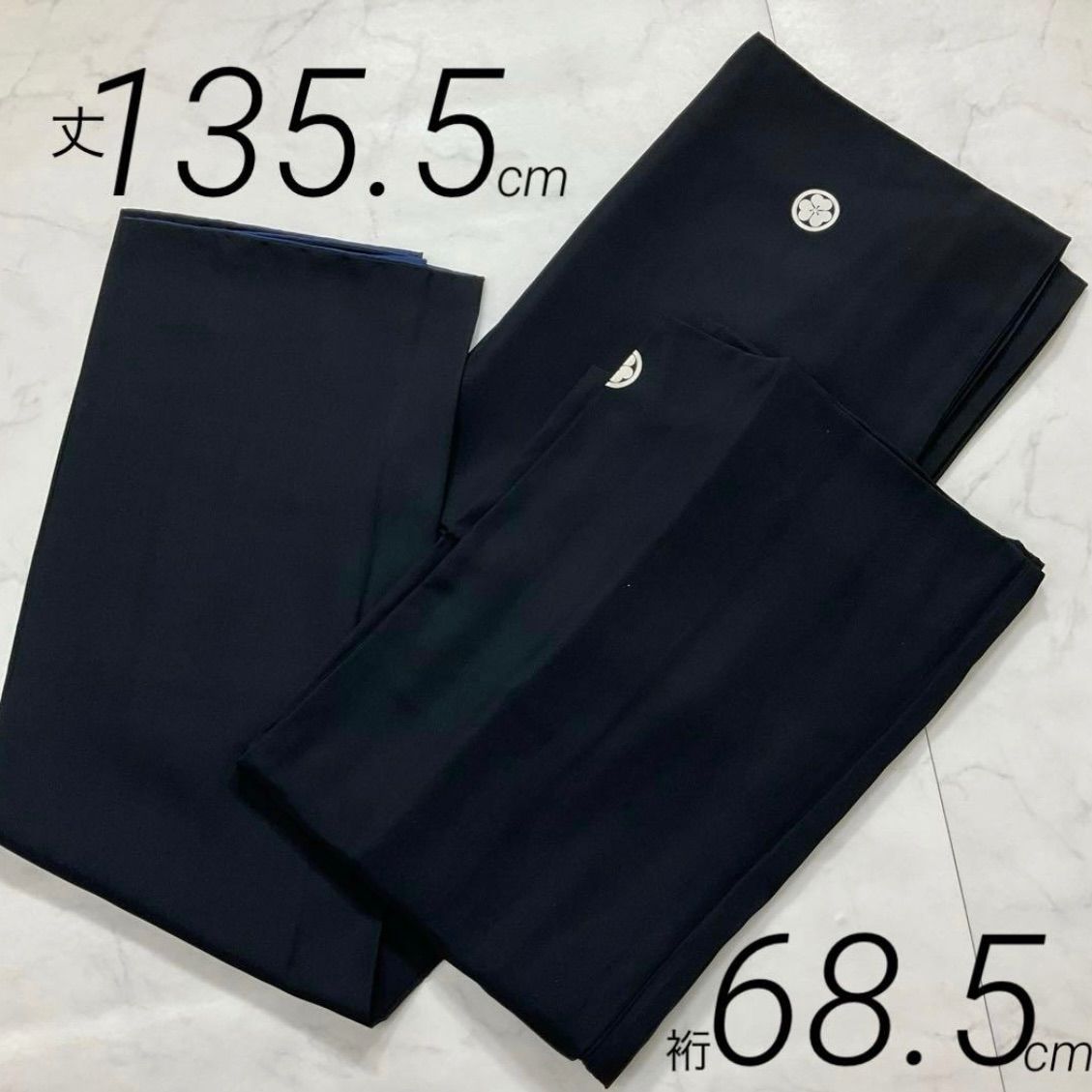 kimono one⬛️男前屋⬛️男黒紋付⬛️アンサンブル⬛️男着物⬛️男羽織⬛️羽二重⬛️正絹⬛️五つ紋⬛️裄68.5丈135.5