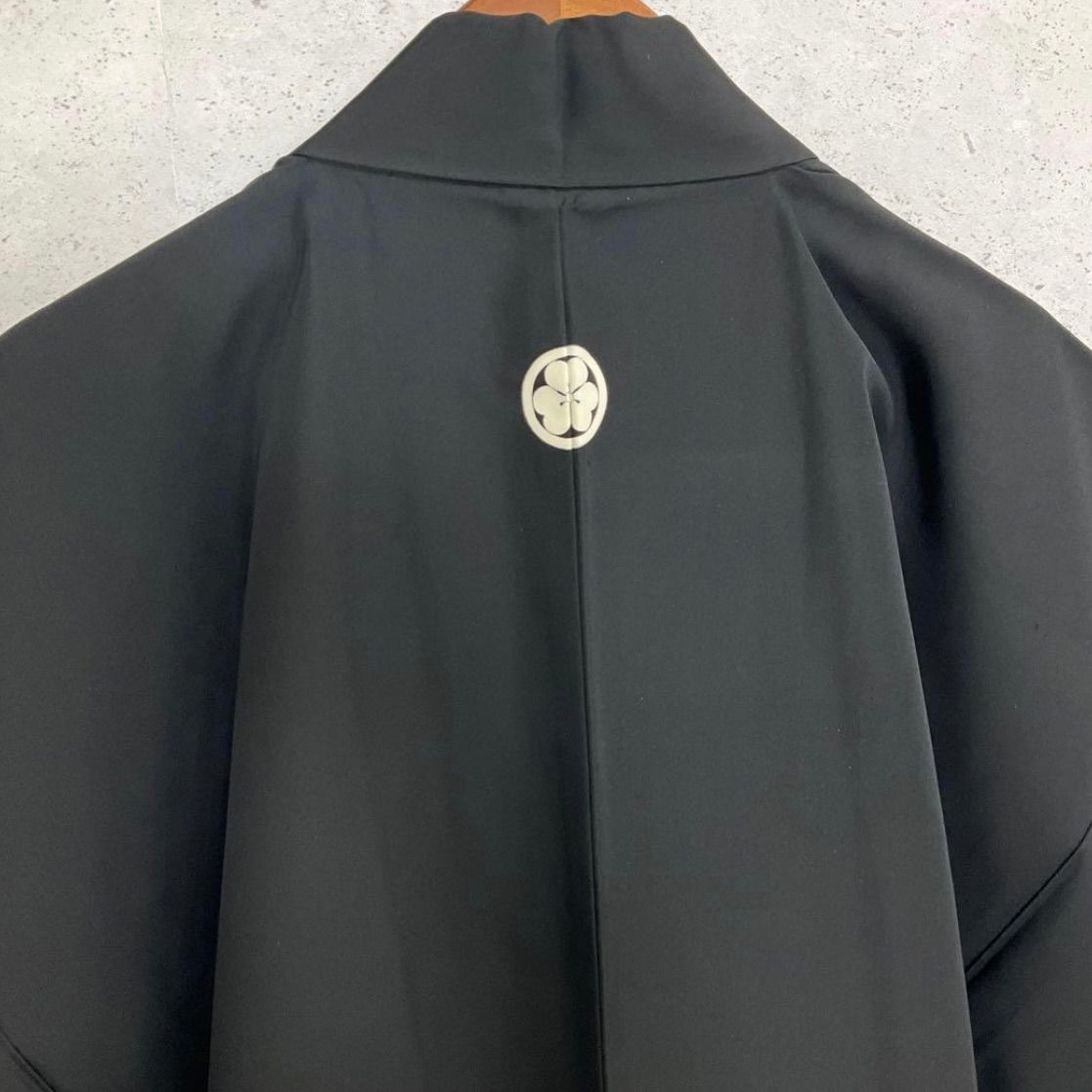 kimono one⬛️男前屋⬛️男黒紋付⬛️アンサンブル⬛️男着物⬛️男羽織⬛️羽二重⬛️正絹⬛️五つ紋⬛️裄68