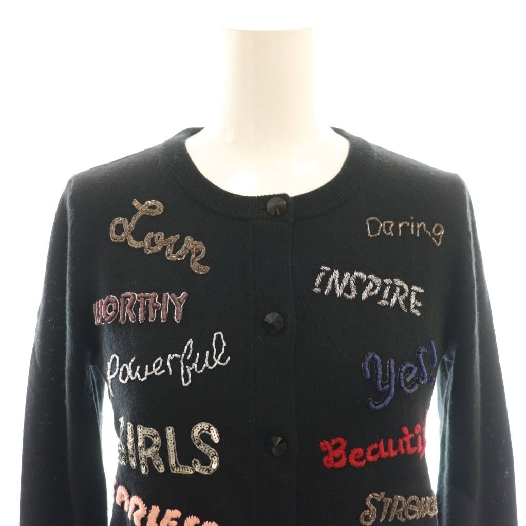 アリスオリビア alice + olivia カーディガン ニット ロゴ ビジュー XS