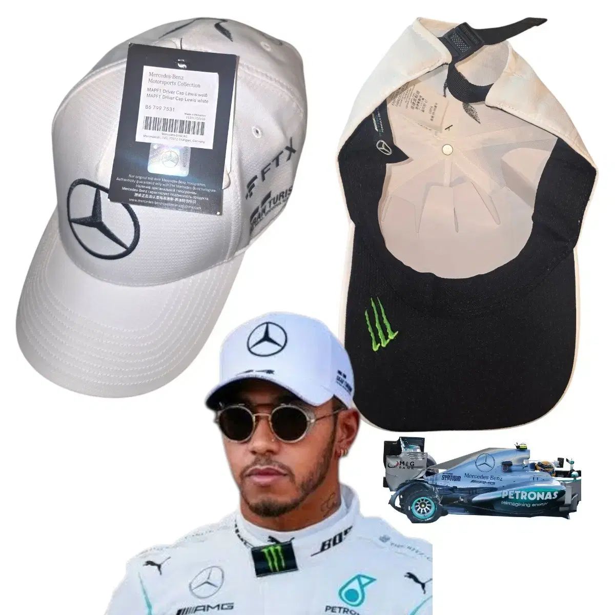 メルセデス ベンツ F1 ルイス HAMILTON ハミルトン ドライバー キャップ 白