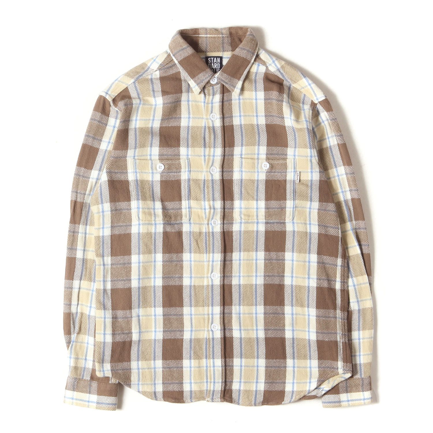 STANDARD CALIFORNIA スタンダードカリフォルニア シャツ ベージュ ブラウン系 サイズ:M | チェック フランネル シャツ (SD Flannel Check Shirt) | 日本製 | トップス カジュアルシャツ 長袖【メンズ】【中古】【K4656】 STANDARD CALIFORNIA スタンダードカリフォルニア シャツ ベージュ