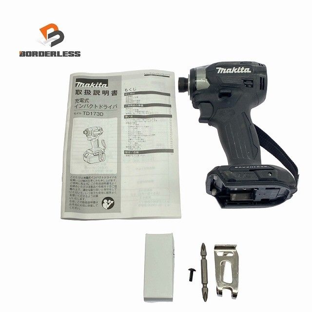 makita マキタ 18 V 充電式インパクトドライバー 黒 本体 フック ビット 説明書 コードレス 締付け 電動工具119456