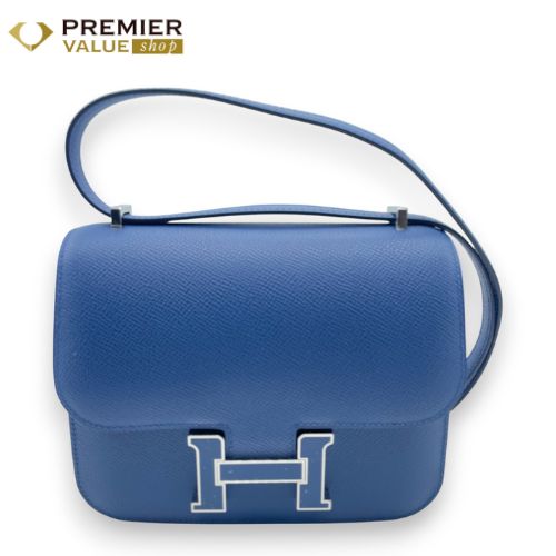 エルメス コンスタンスミニ 18 ブルータイ エプソン シルバー金具 K