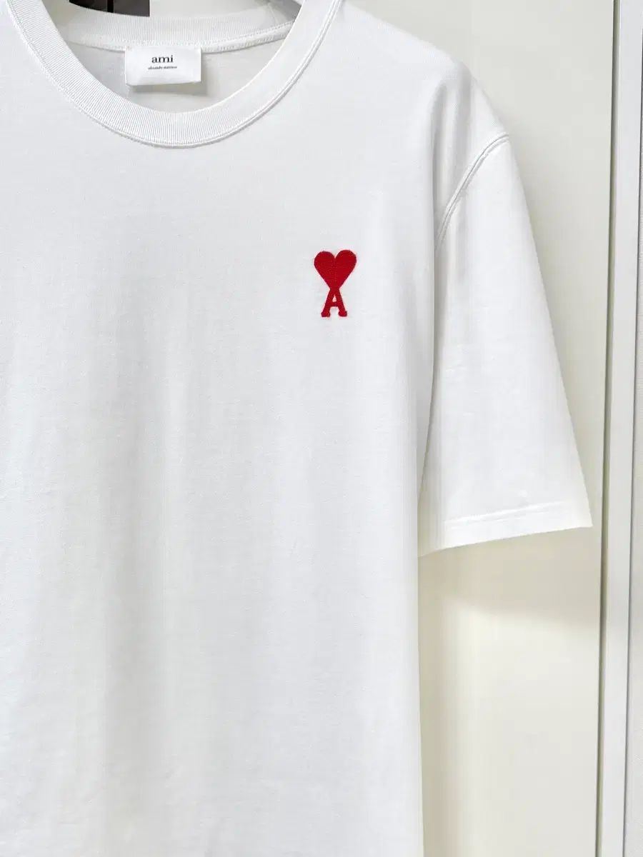 アミ オーバーサイズ ハートロゴ ストア 半袖Tシャツ 白 XL AMI