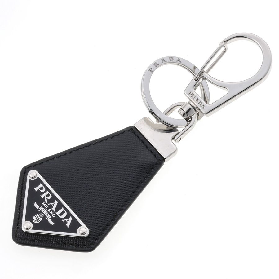 プラダ PRADA サフィアーノレザー キーリング トライアングルロゴ キーホルダー 2 PP 041 レザー メタル ブラック 商品番号 S 159515