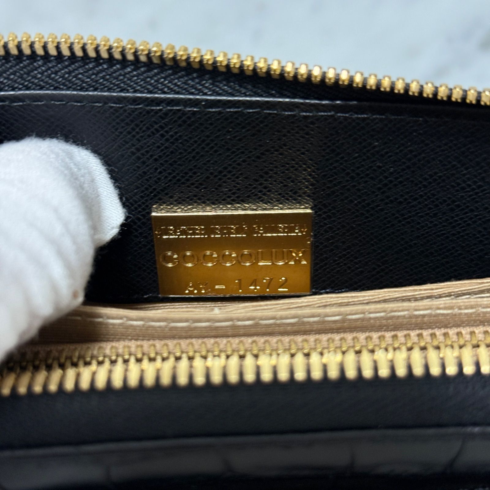 COCCOLUX ココリュクス クロコダイル ブラック ゴールド 長財布 L字 