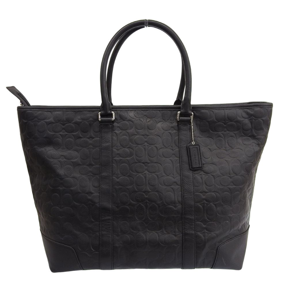 COACH コーチ シグネチャー レザー トートバッグ メンズ ブラック F 71138
