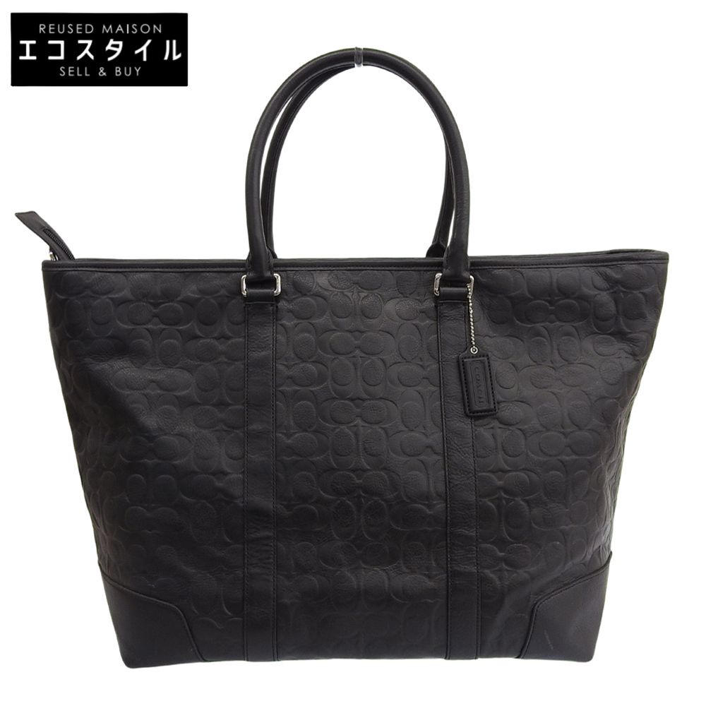 COACH コーチ シグネチャー レザー トートバッグ メンズ ブラック F 71138