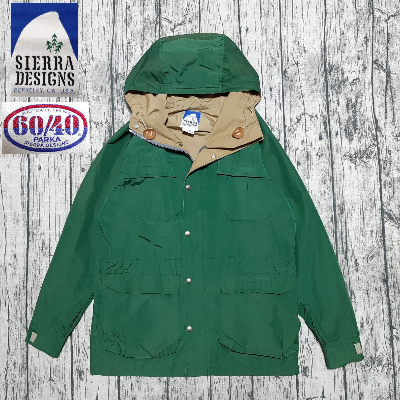 size M】90s 3本杉 USA製 SIERRA DESIGNS 60/40 MOUNTAIN PARKA GREEN