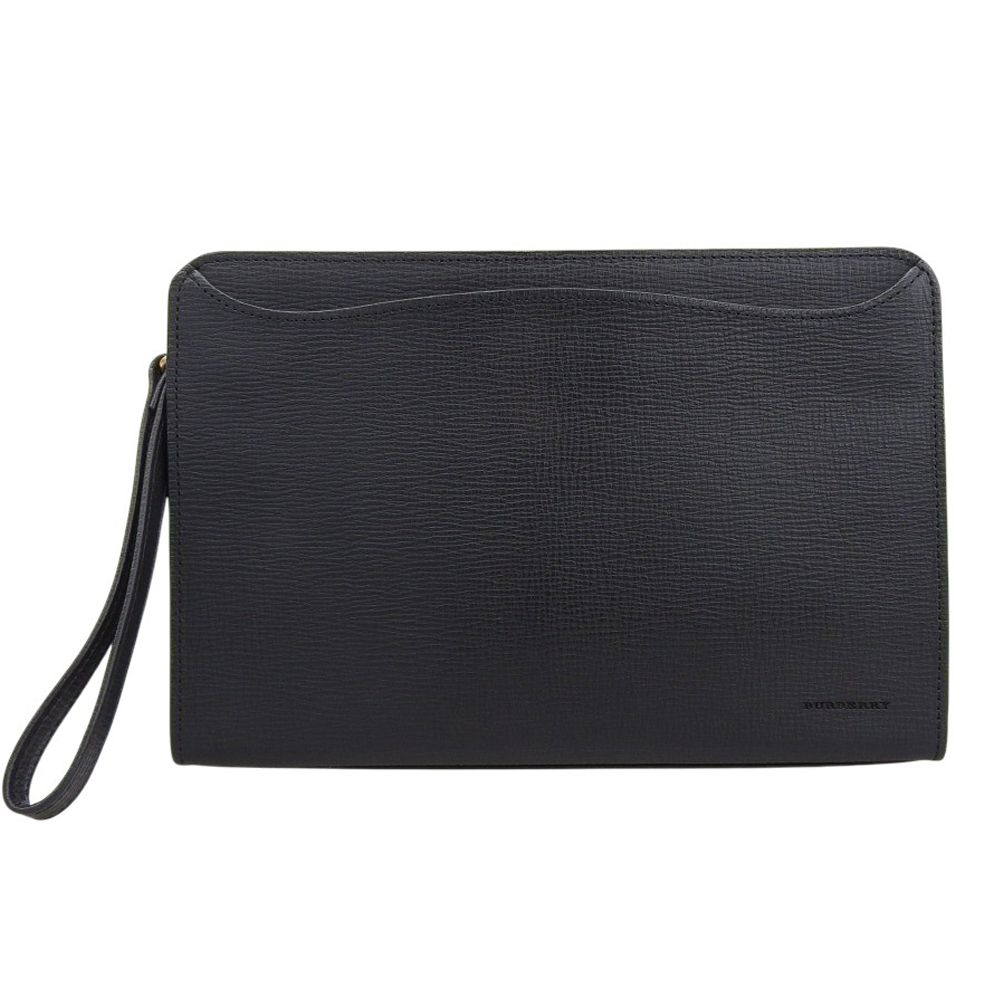 BURBERRY LONDON バーバリーロンドン クラッチバッグ 内側ノヴァチェック柄 メンズ レザー ブラック