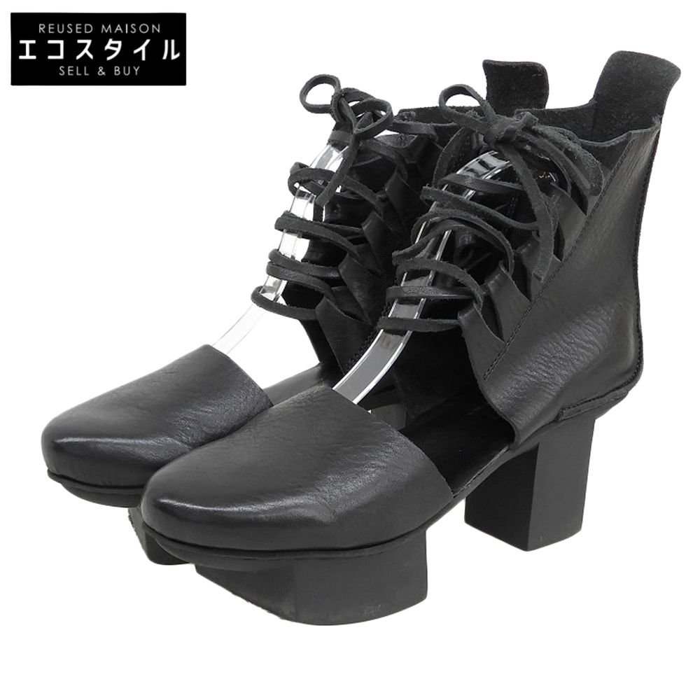 trippen トリッペン ハッピーソール Romance レースアップデザイン レザー シューズ レディース 黒 ブラック 39