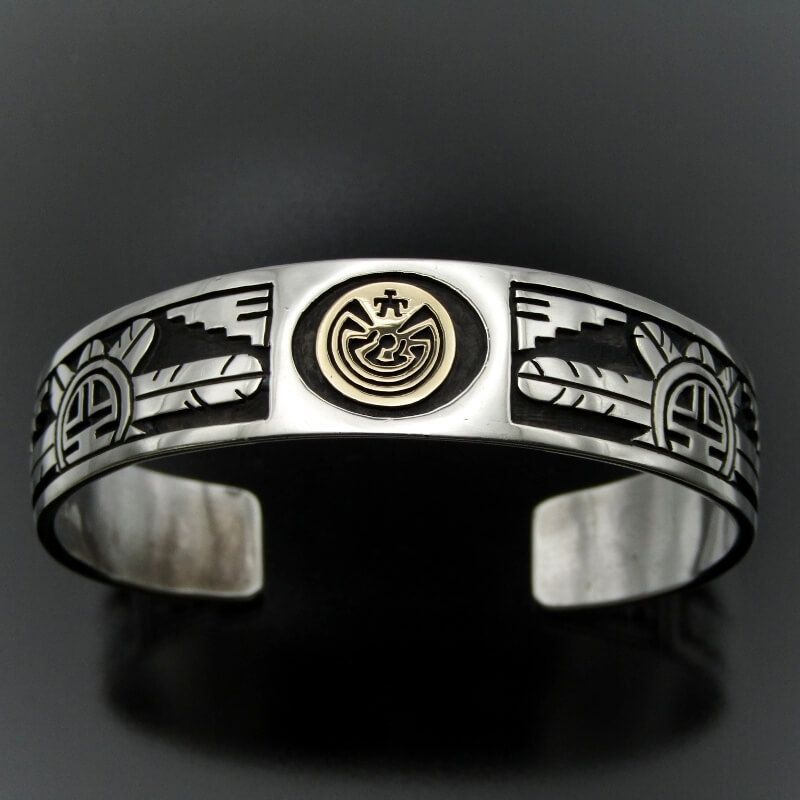 Jason Takala ホピ族 バングル 14 Kメイズ ジェイソンタカラ オーバーレイ 15 mm幅