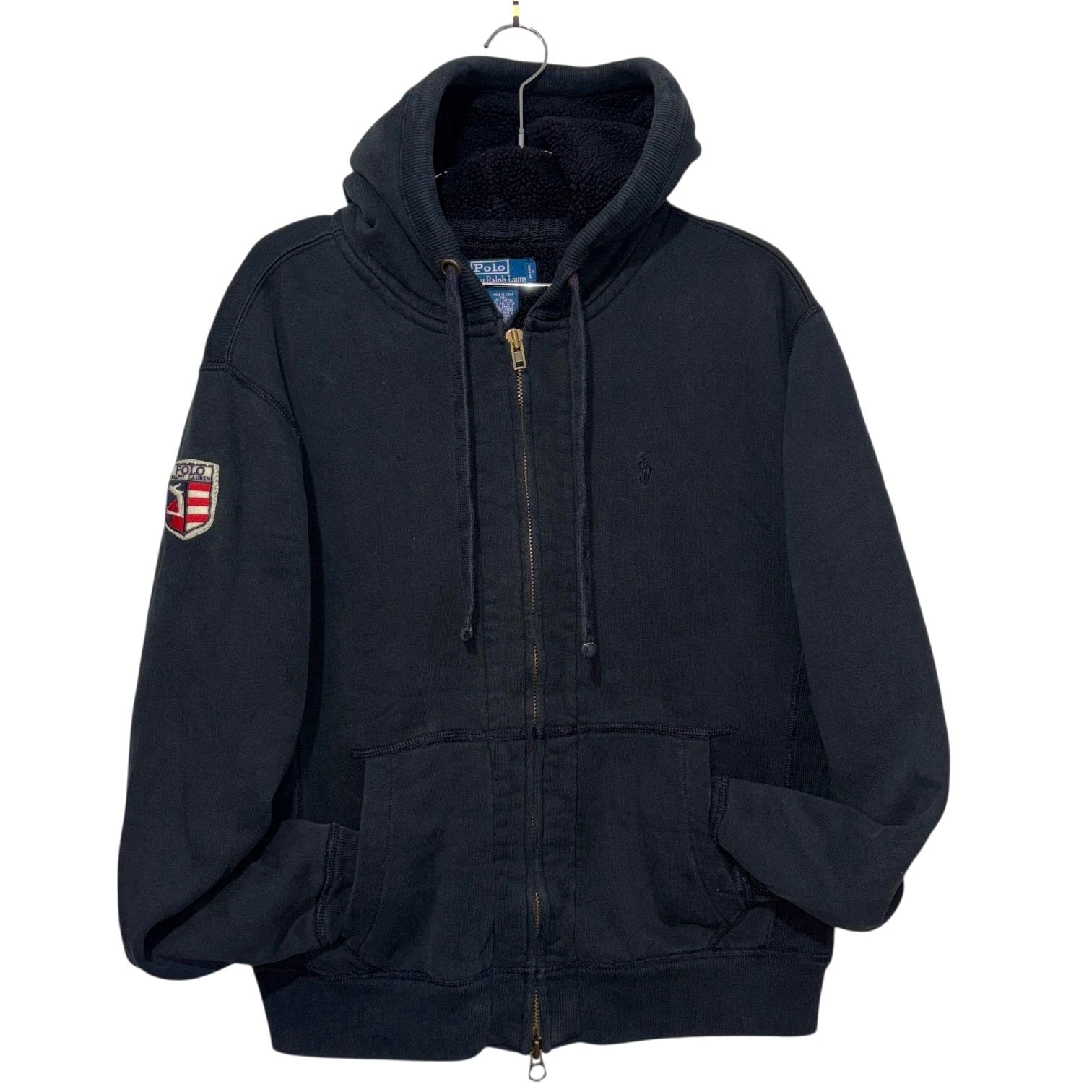 Polo Ralph Lauren 裏サーマル ジップパーカー 刺繍ロゴ XL Polo Ralph