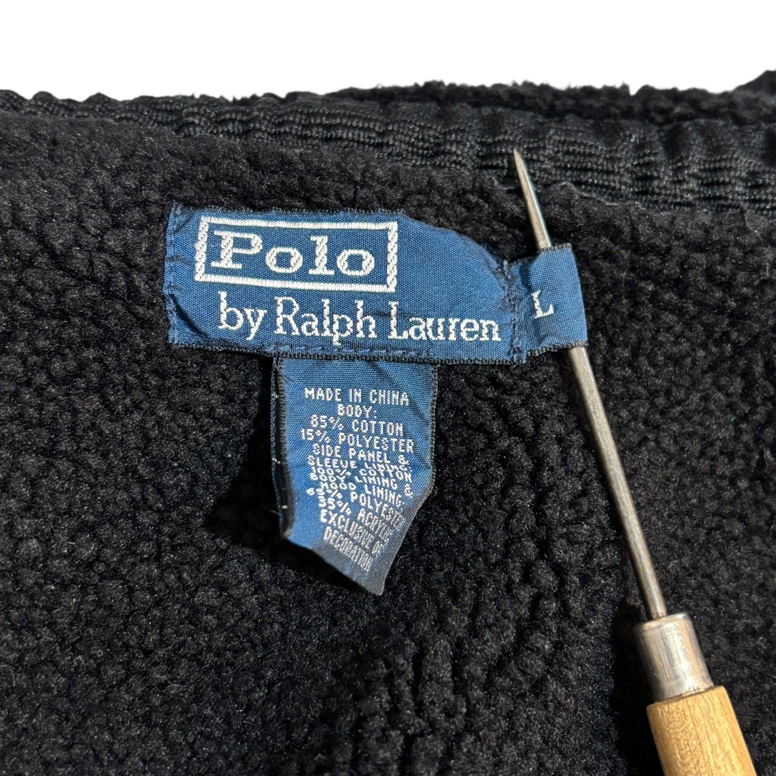 00s POLO RALPH LAUREN BOA ZIP HOODY LINING SHERPA L BLK ラルフ 