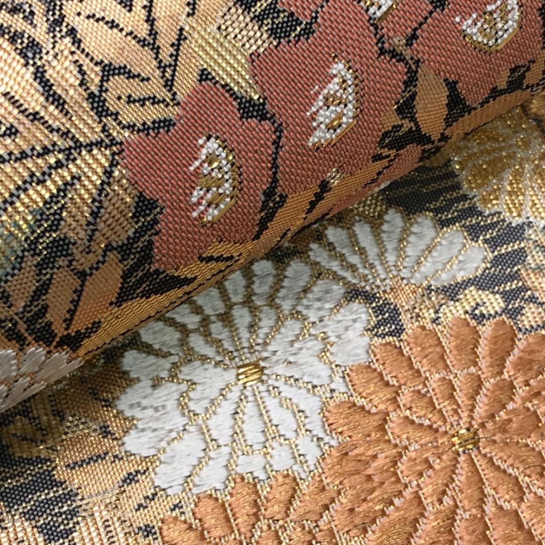 袋帯 竹垣に花模様 金銀糸 銀色 O-5832 - メルカリ