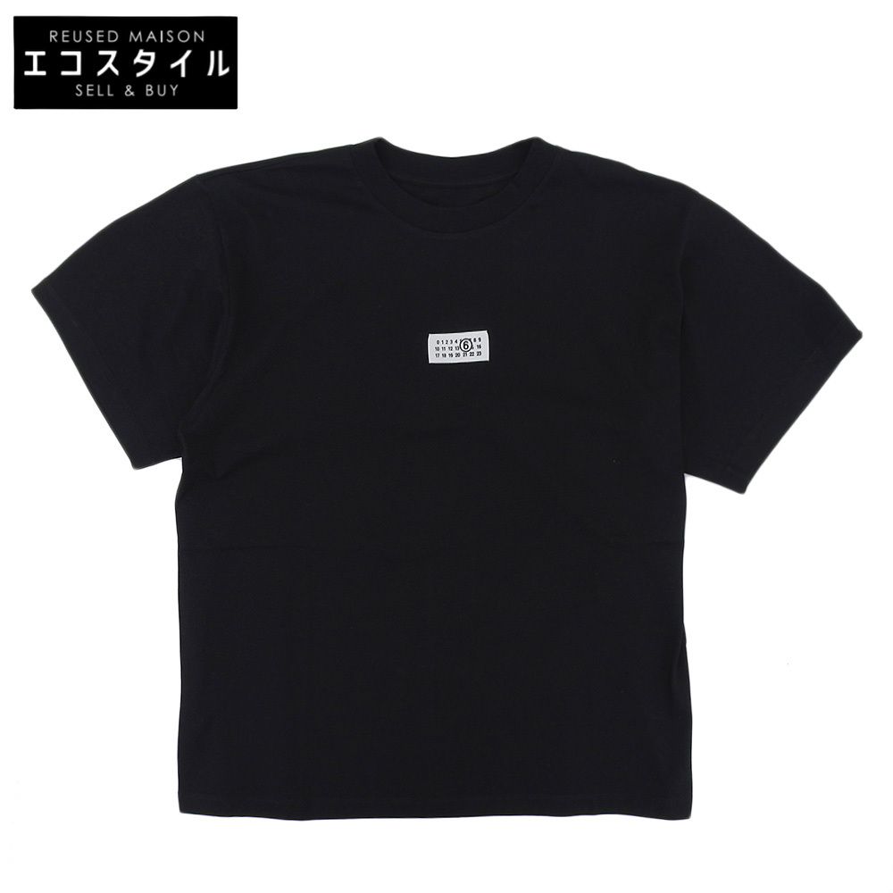 MM 6 エムエムシックス コットン カレンダータグ ショートスリーブ カットソー トップス メンズ レディース 黒 M S 25 SS women men