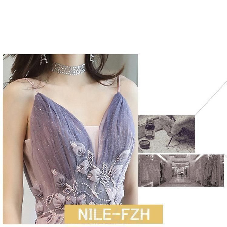 イブニングドレス パープル ロングドレス 発表会ドレス キャミドレス ウエスト花柄 キレイめ Vネック ノースリーブ 演奏会ドレス チュール パーティードレス イブニングドレス パープル ロングドレス 発表会ドレス キャミドレス