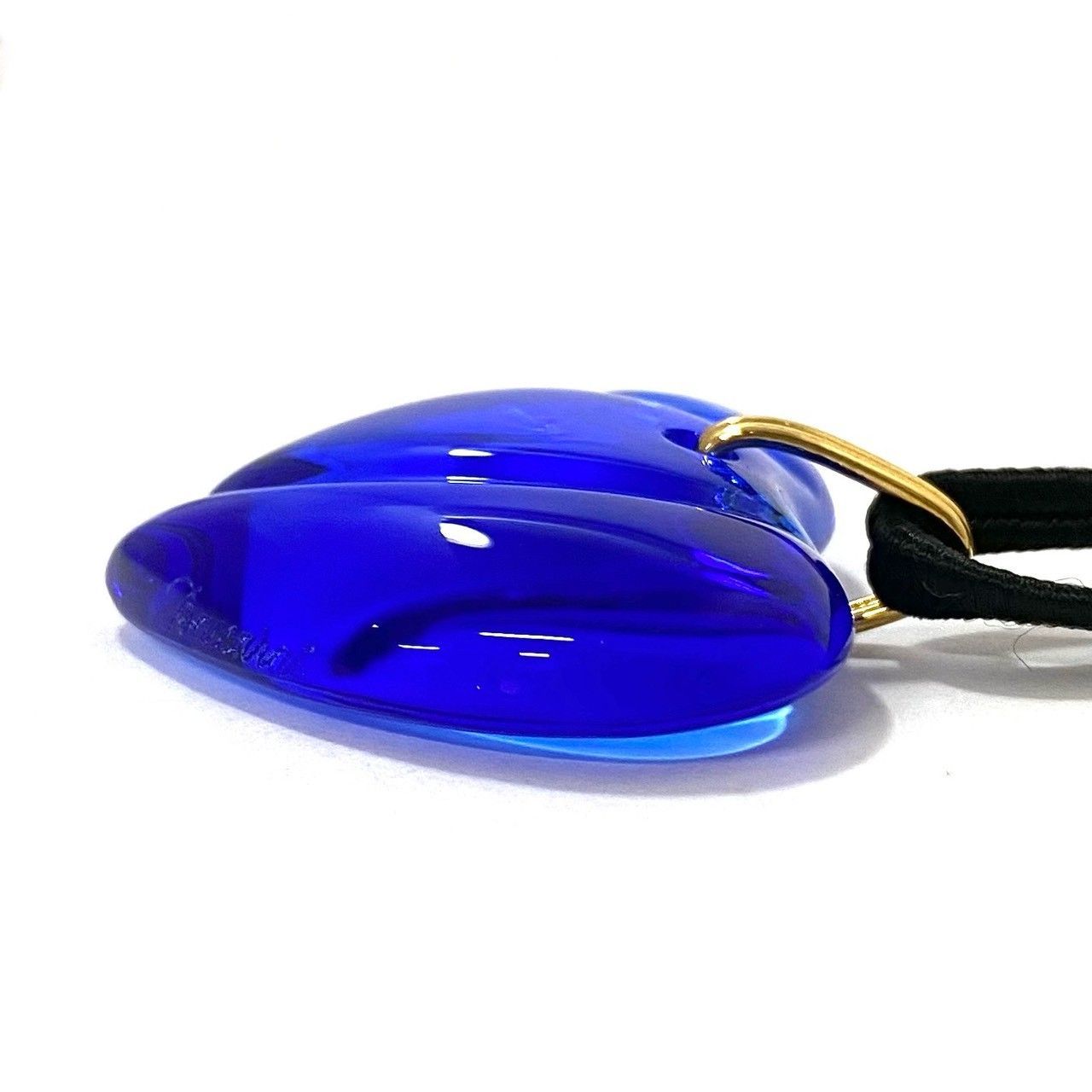 M【Baccarat】ハート クリスタル ペンダント ブルー/青 ガラス