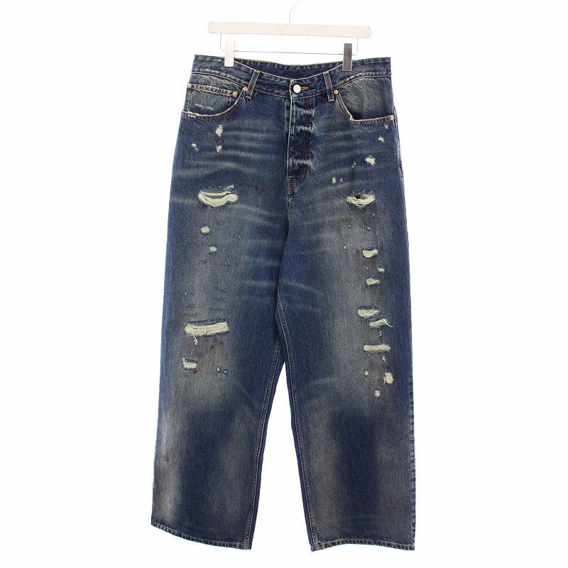 ヴェトモン VETEMENT タグ付き 25SS デニムパンツ ジーンズ ダメージ加工 W32 青 UA66PA590N /KH AA