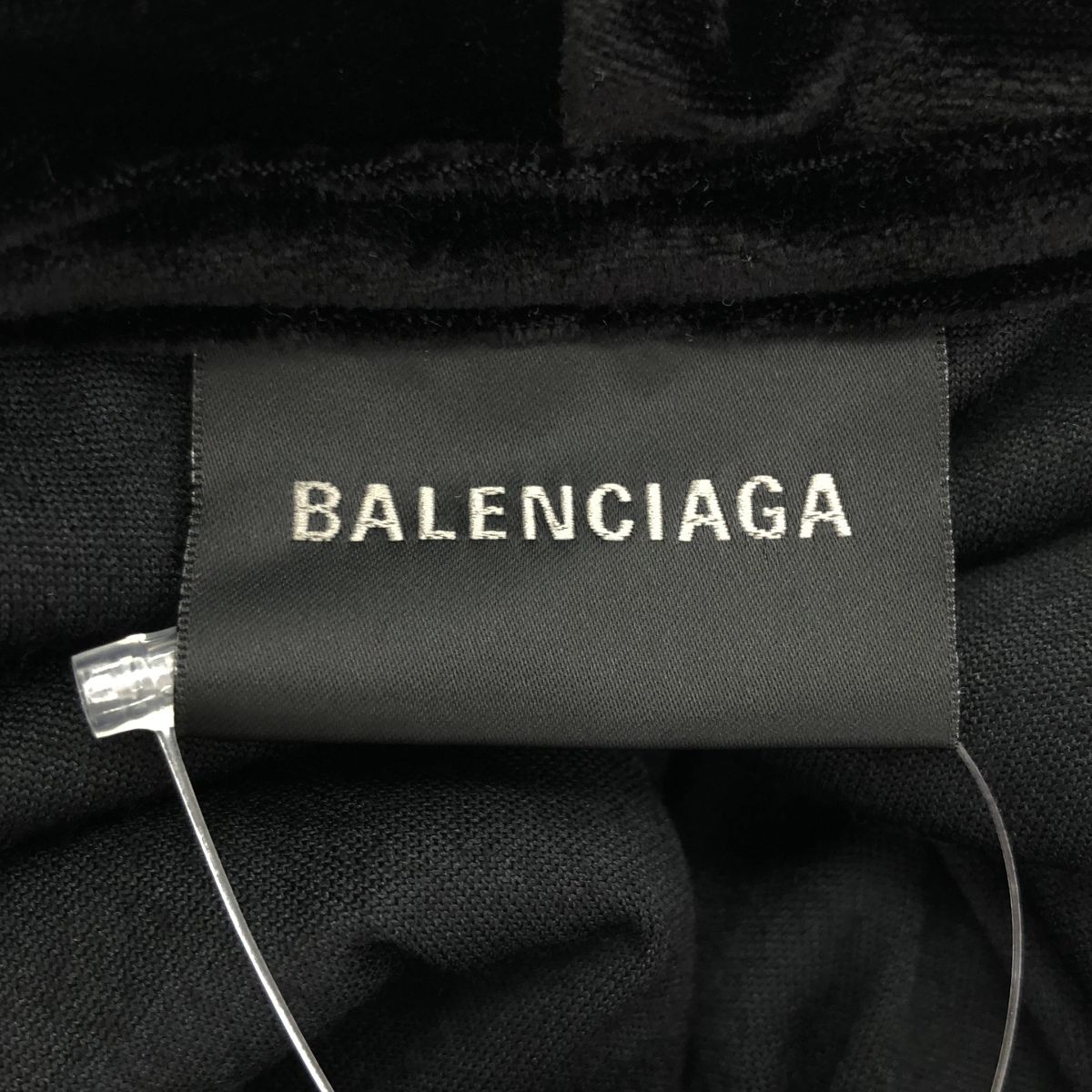 BALENCIAGA バレンシアガ 22AW ベルベットプルオーバーパーカー SL91 720654 ブラック L BALENCIAGA バレンシアガ 22AW ベルベットプルオーバーパーカー SL91