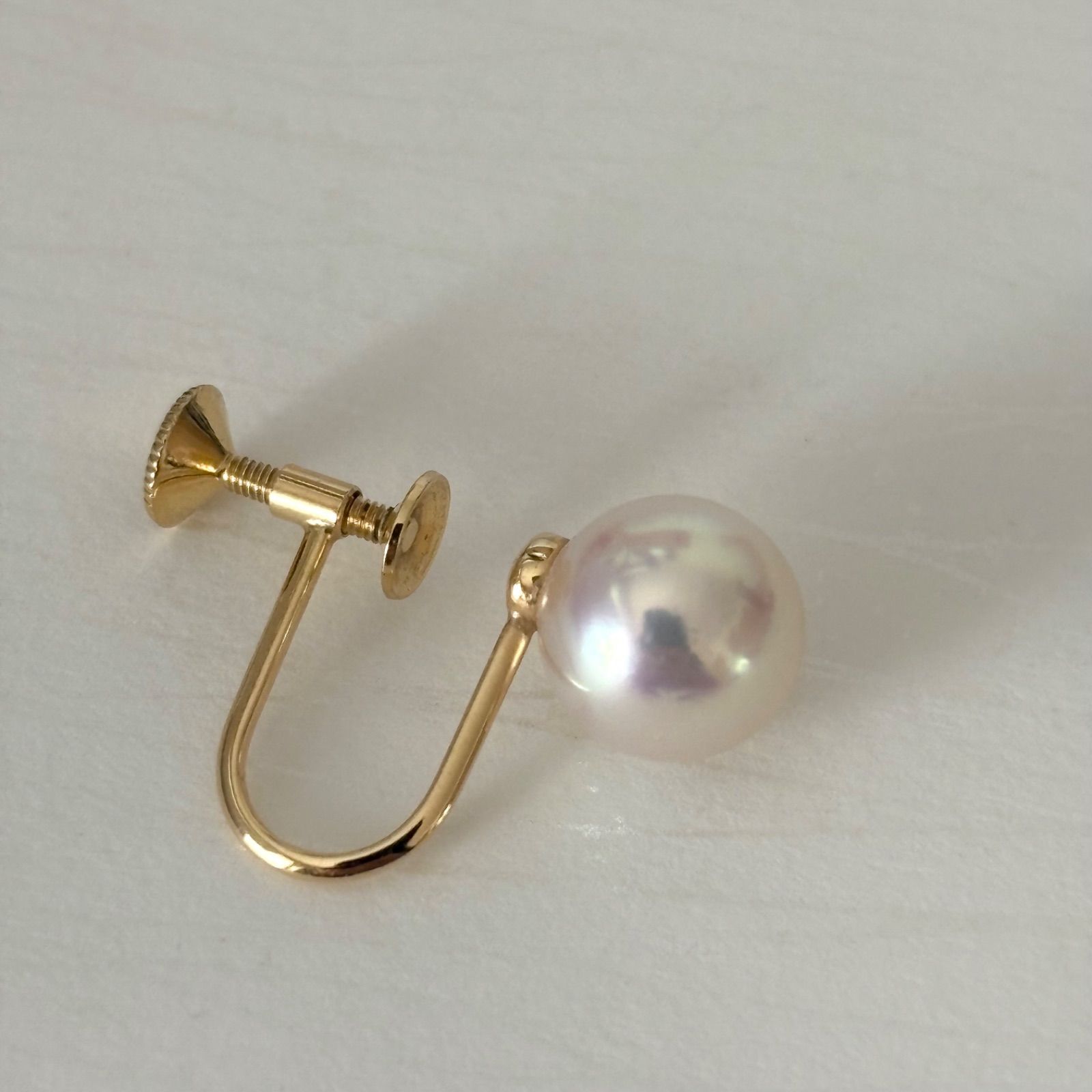 K18ミキモト ペルリータ パールイヤリング片耳用 美品】ミキモトカジュアルブランド「ペルリータ」k18パールイヤリング