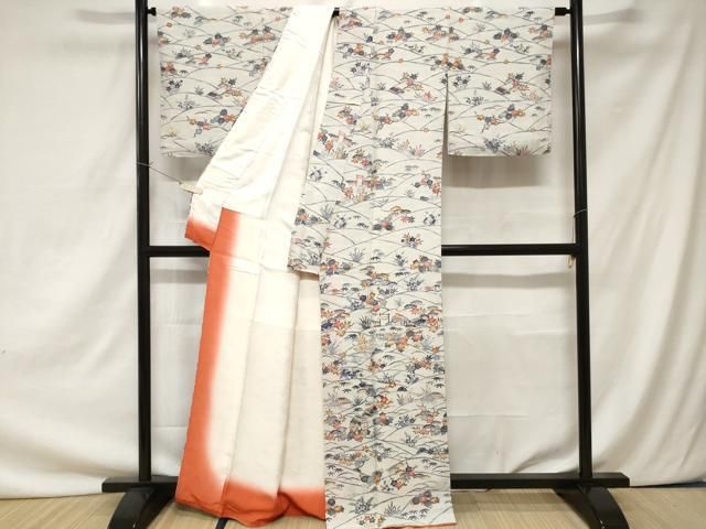 平和屋着物□色留訪問着 型染め 松竹梅風景文 正絹 逸品 CAAZ5123ev