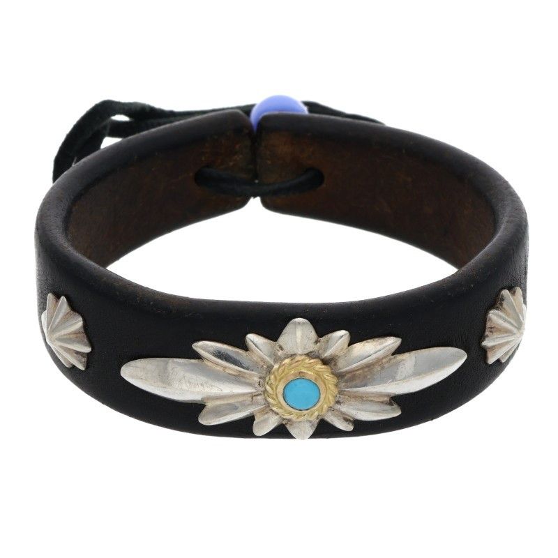 ゴローズ 金縄ターコイズGC-24&アポロコンチョ付きレザー ブレスレット