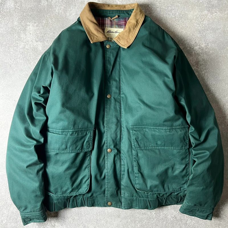 90s 白タグ Eddie Bauer レザー 切替 グース ダウン ジャケット XL