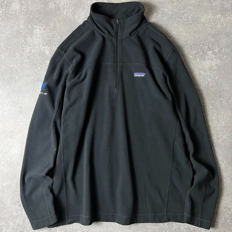 パタゴニア 長袖タッパー 黒　XL 17年製 Patagonia 企業 ロゴ 刺繍 ハーフジップ マイクロD フリース
