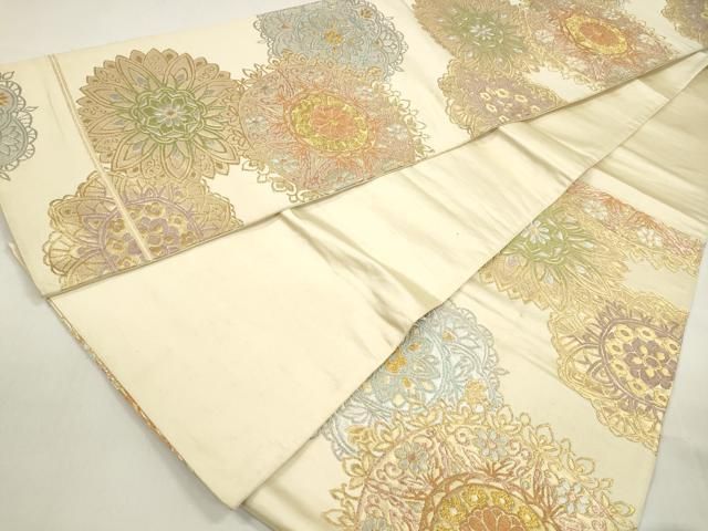 平和屋着物◎六通柄袋帯 正倉院花文 金銀糸 正絹 逸品 DAAZ8608qa