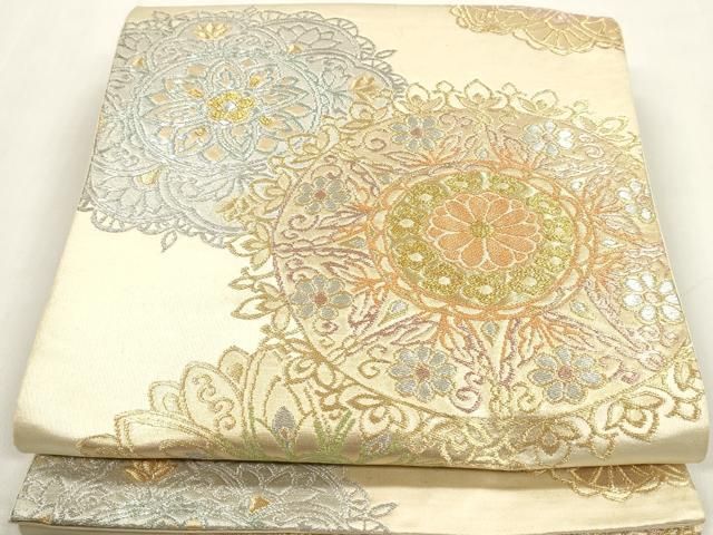 平和屋着物◎六通柄袋帯 正倉院花文 金銀糸 正絹 逸品 DAAZ8608qa