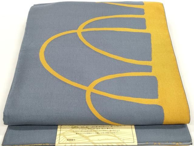 平和屋着物◎西陣 志まや織物謹製 両面 六通柄袋帯 紹巴織 幾何学文