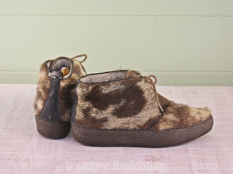 E 301 ビンテージ エスキモーブーツ アザラシ毛 茶 レディース 24.5 cmくらい