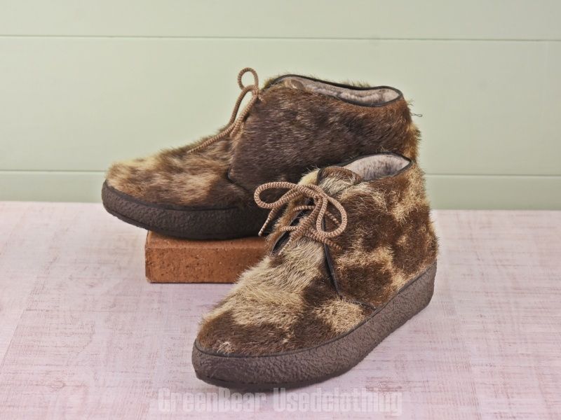 E 301 ビンテージ エスキモーブーツ アザラシ毛 茶 レディース 24.5 cmくらい