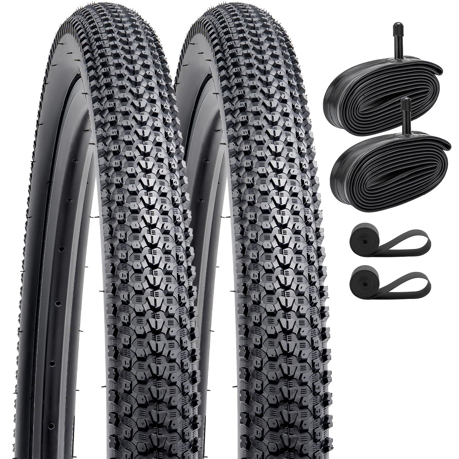 YunSCM 2本セット27 5 2 10 タイヤ27 x 52 584 自転車タイヤ チューブ 米式バルブ32 mm リムテープ タイヤレバ適用 27 インチ クロスバイク マウンテンバイクY 038