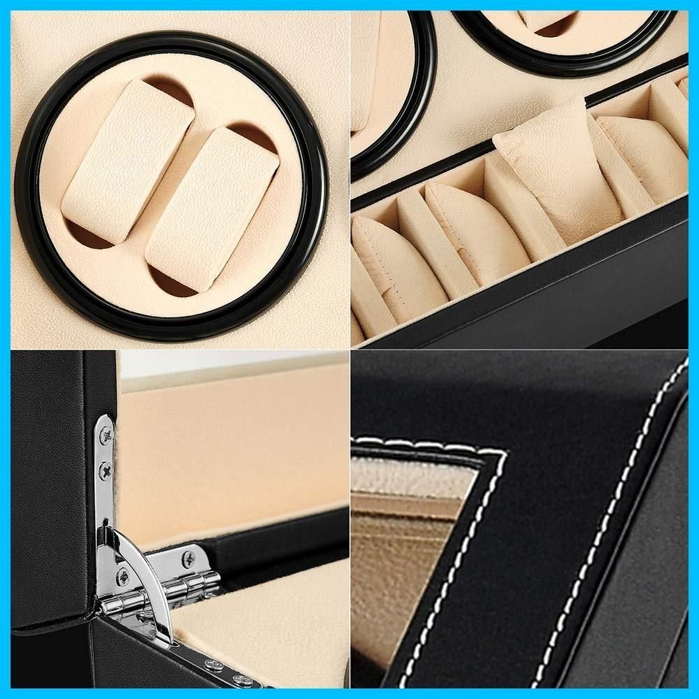 在庫 ワインディングマシーン 4本巻き 6本収納 ウォッチワインダー 自動巻きワインディングマシーン マブチモーター 腕時計自動巻き上げ機 収納ケース 男女の腕時計は全部使えます アップグレード ブラック レザー