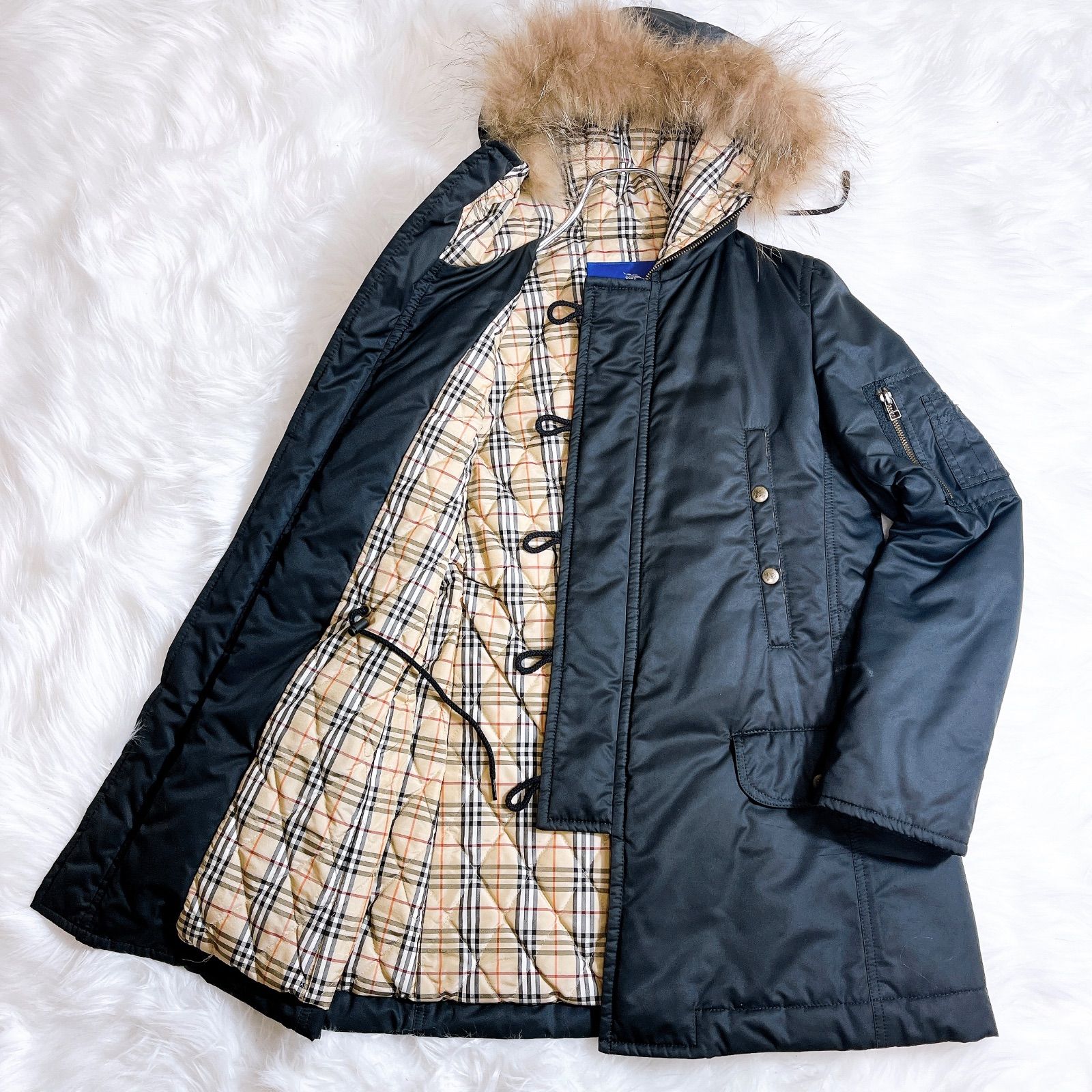 バーバリーブルーレーベル 2way エンブレム 中わたダウンコート ノバ