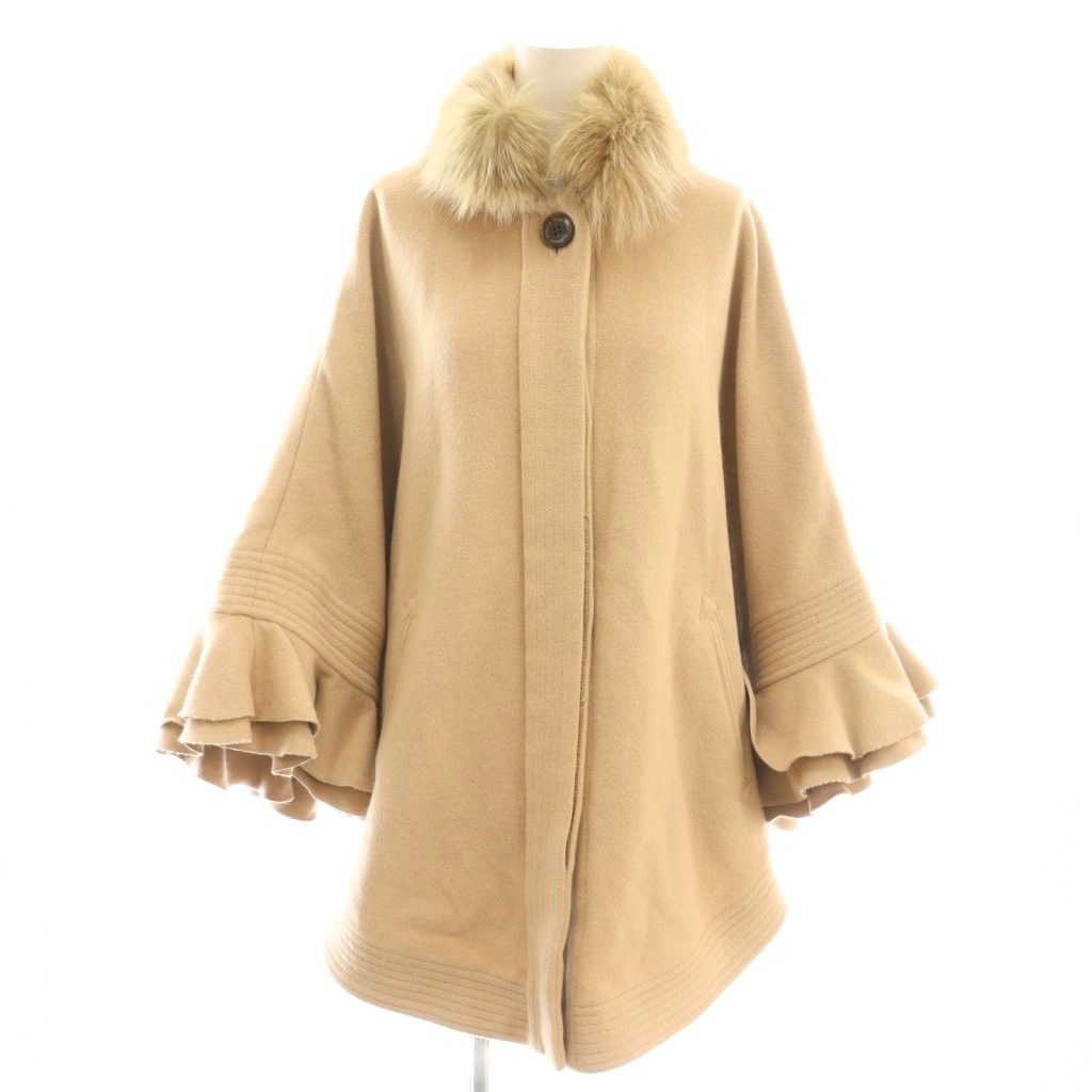 ソブ sov. ダブスタ ウール アンゴラ混 コート ポンチョ ベージュ /DF