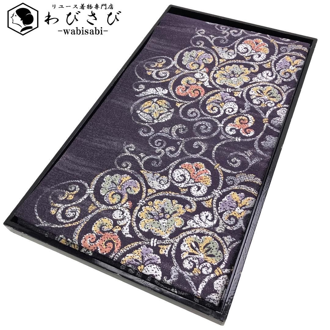 袋帯 丸紋に美しい花模様 鳥 蝶 ガード加工 金糸 小鹿色 KO-1224 袋帯 丸紋に美しい花模様 鳥 蝶 ガード加工 金糸 小鹿色 KO-1224