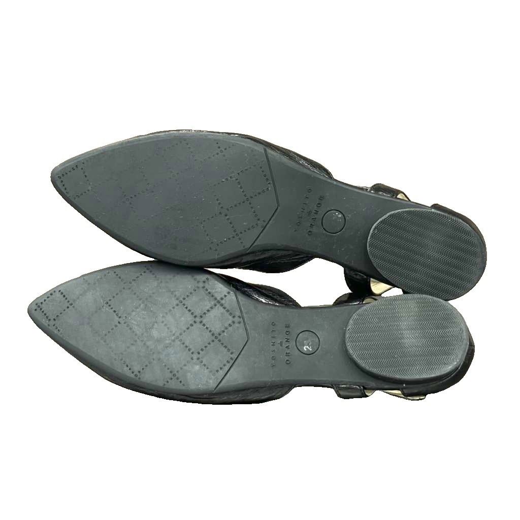 ヨシト YOSHITO de ORANGE レザー ストラップ フラットパンプス 23.5