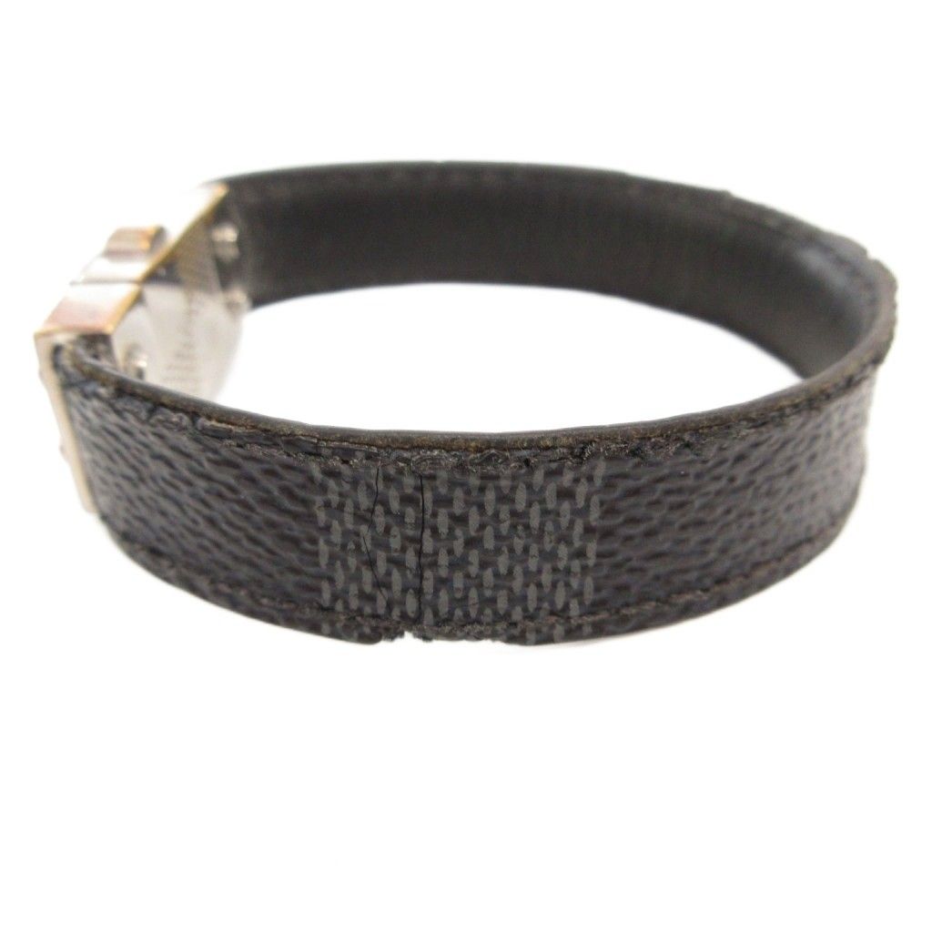 ルイヴィトン LOUIS VUITTON ダミエ ブレスレット レザー ロゴ 黒 ブラック /AE ■GY47