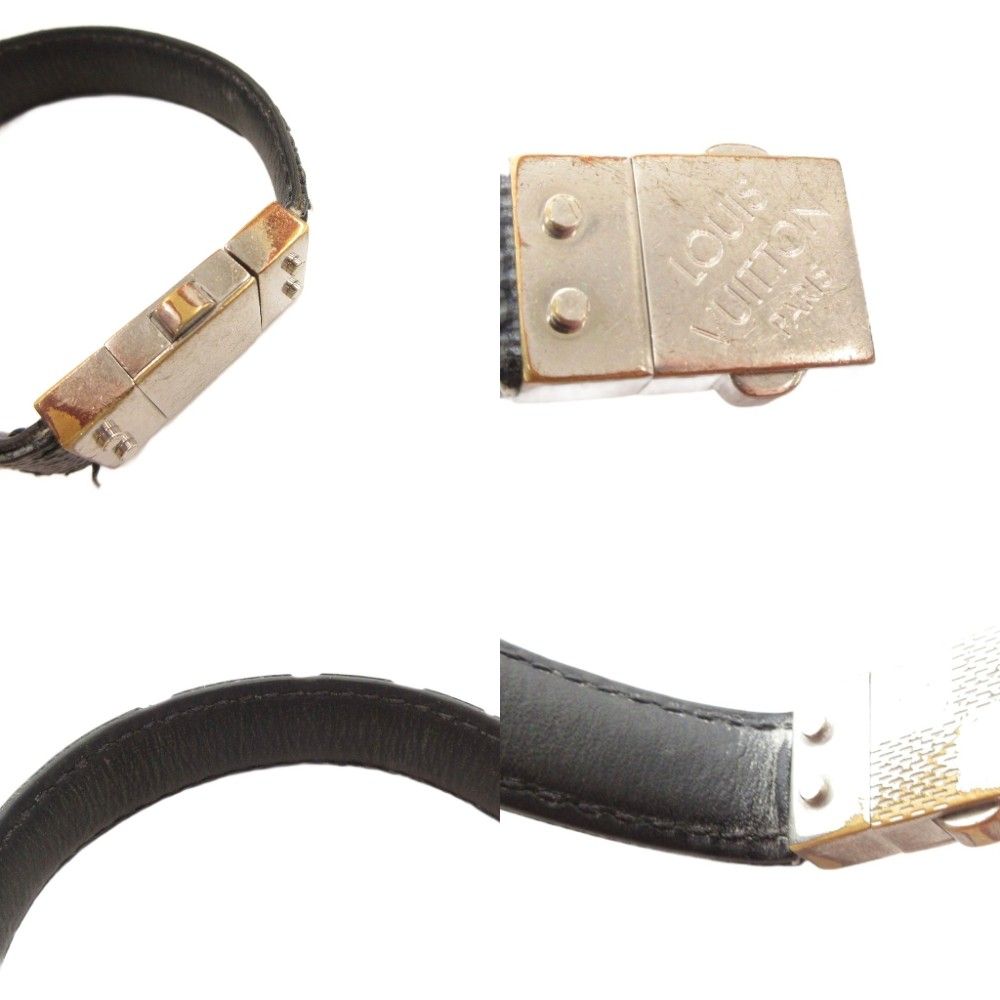 ルイヴィトン LOUIS VUITTON ダミエ ブレスレット レザー ロゴ 黒 ブラック /AE ■GY47