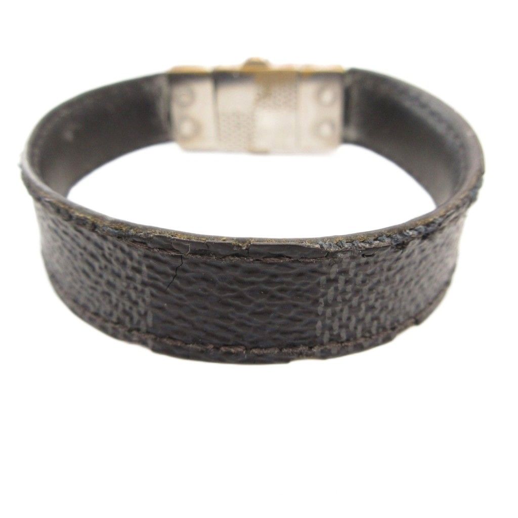 ルイヴィトン LOUIS VUITTON ダミエ ブレスレット レザー ロゴ 黒 ブラック /AE ■GY47